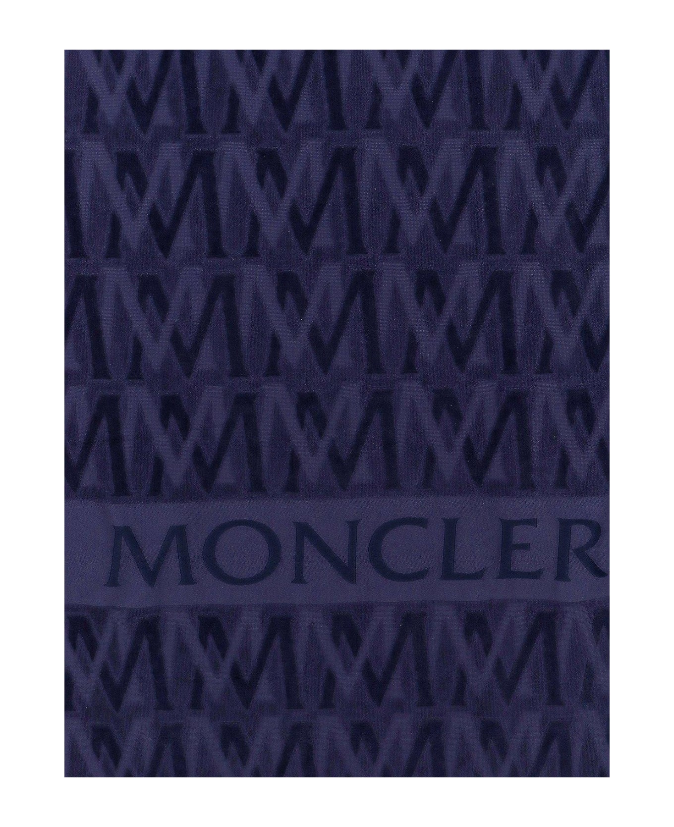 Moncler Navy Blue Monogrammed Beach Towel - Blue タオル