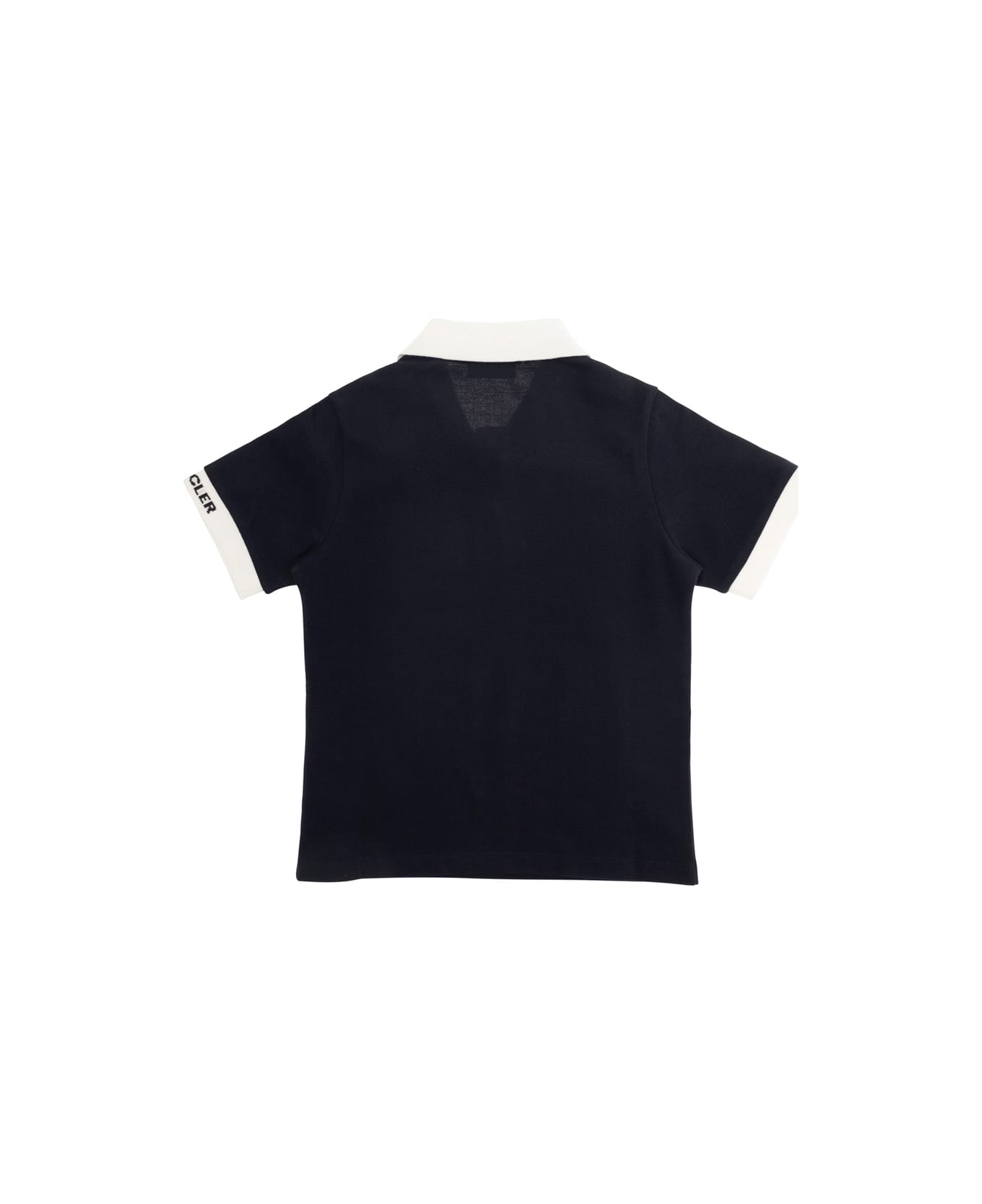 Moncler Blue Polo Shirt With Logo Patch In Cotton Boy - Blu Tシャツ＆ポロシャツ