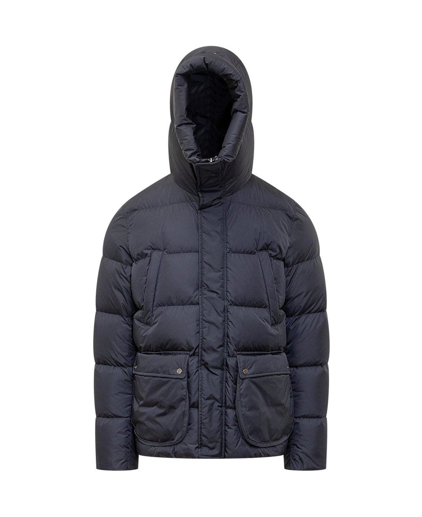 Herno High Neck Hooded Down Jacket - Blu navy
