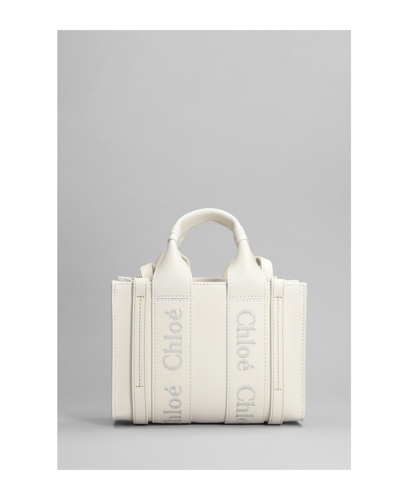 Chloé White Mini Woody Tote Bag - White