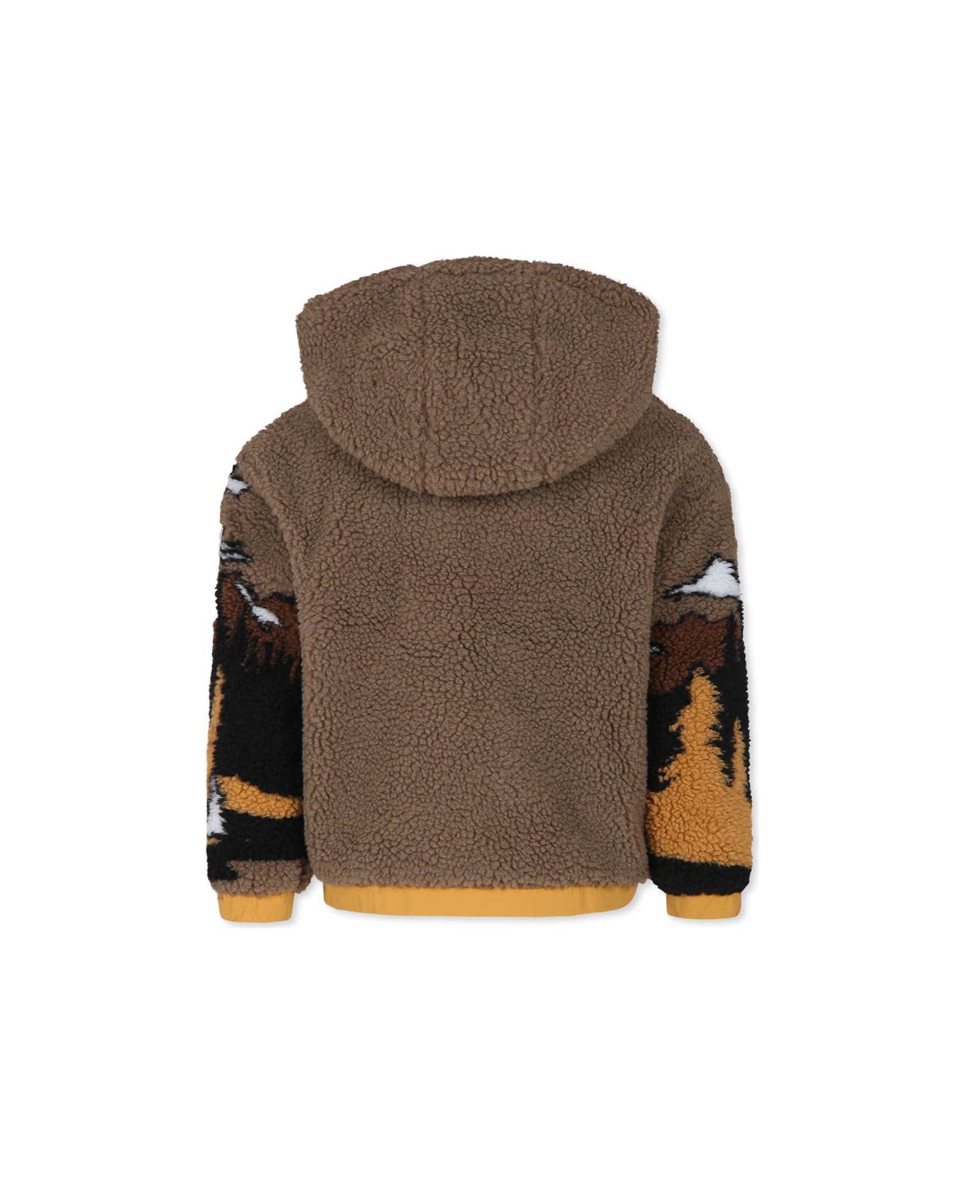 Timberland Green Faux Fur Coat For Boy With Landscape - Green
