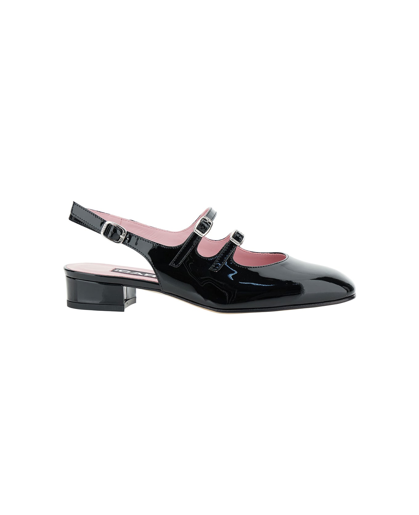 Carel Black Slingback Mary Janes With Block Heel In Patent Leather Woman - Black ハイヒール