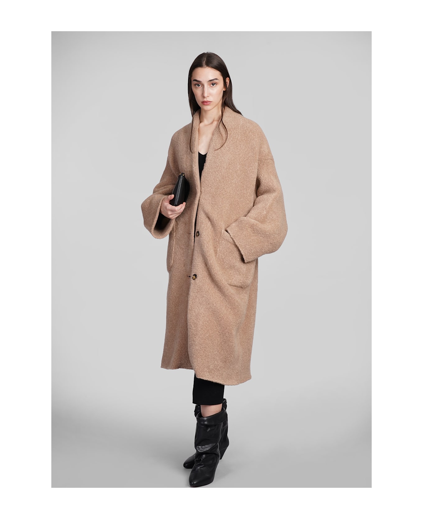 Laneus Coat In Camel Wool - Camel