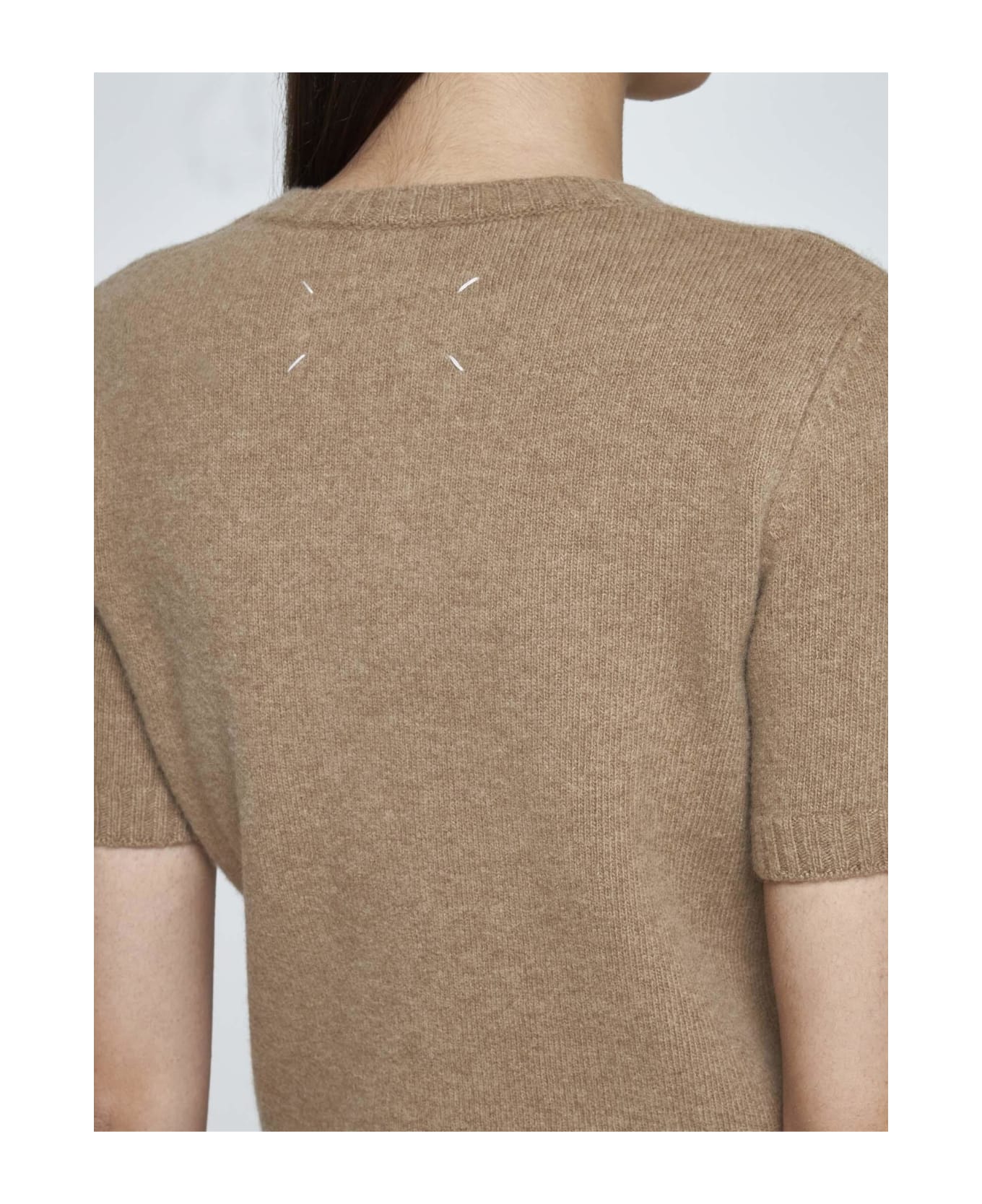 Maison Margiela Wool Half-sleeved Sweater - BEIGE