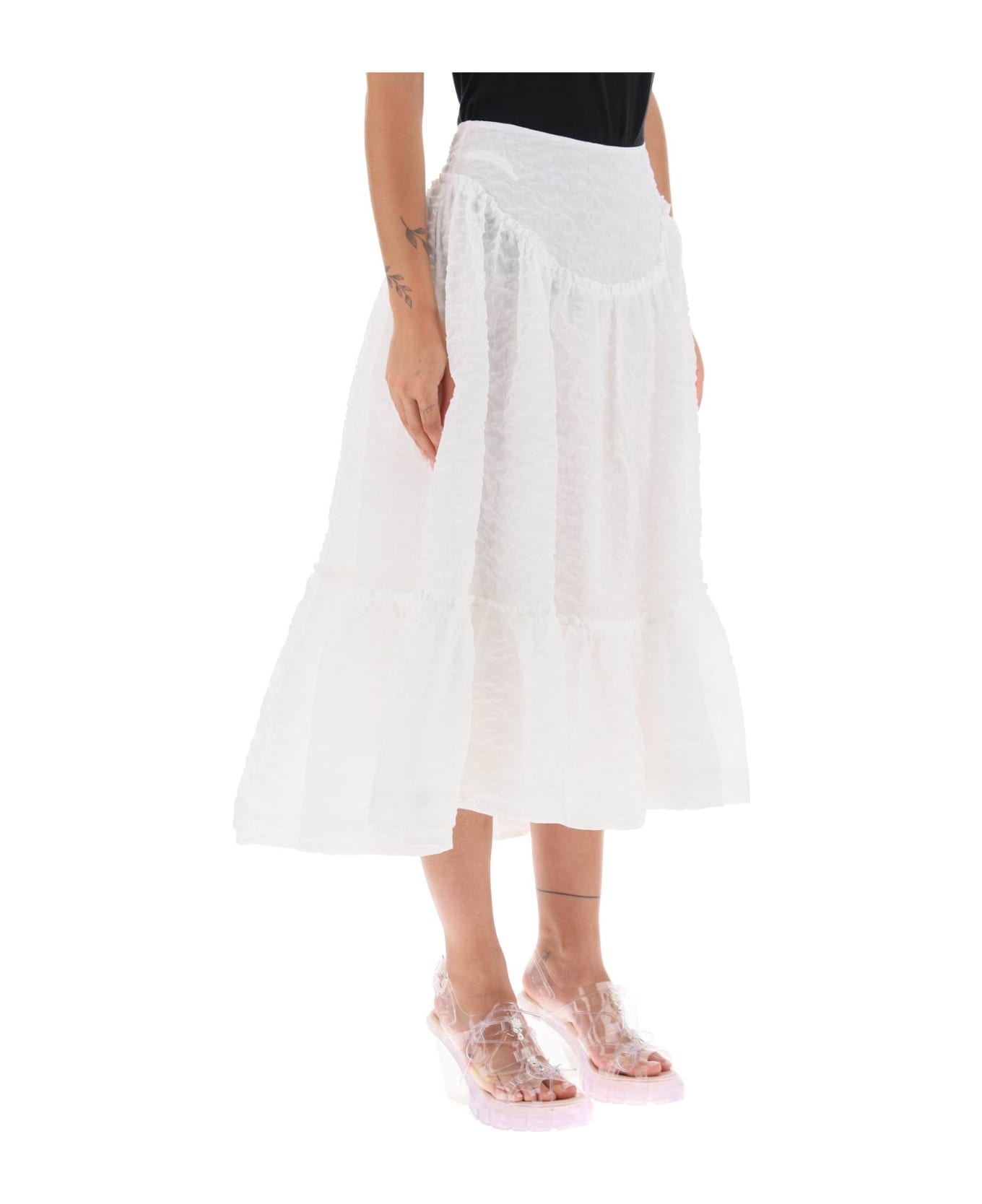Simone Rocha Cloqué Yoke Skirt - WHITE (White)
