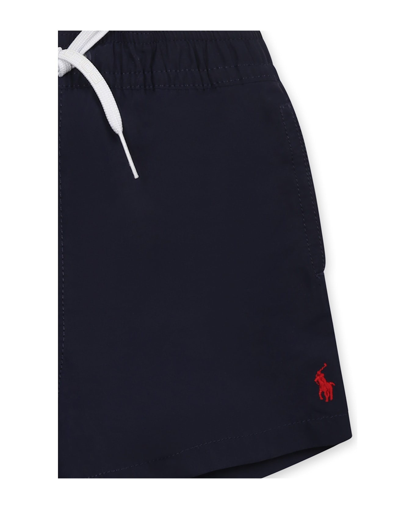 Ralph Lauren Blue Swim Shorts For Baby Boy With Horse - Blue