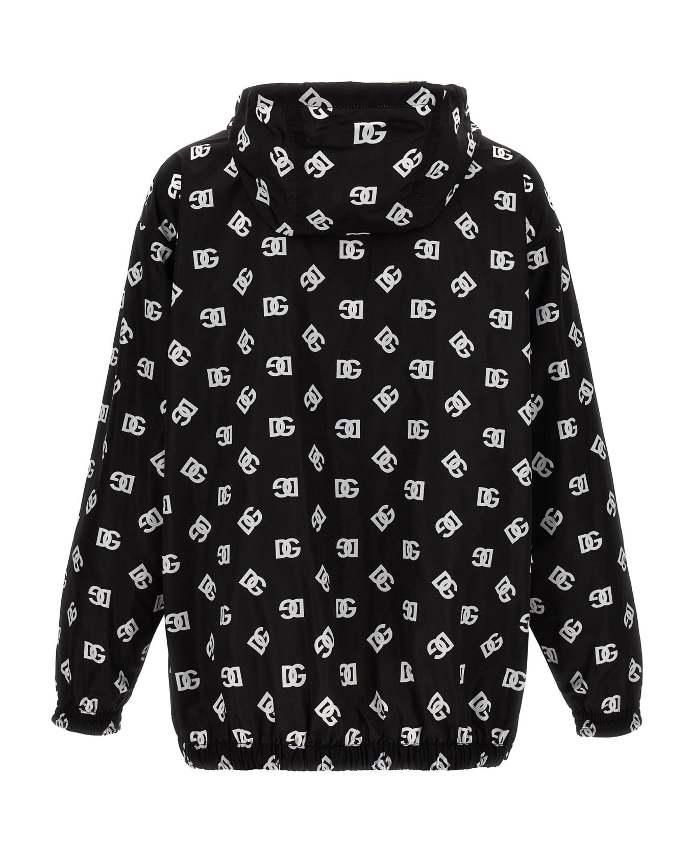Dolce & Gabbana Logo Print Hooded Jacket - White/Black