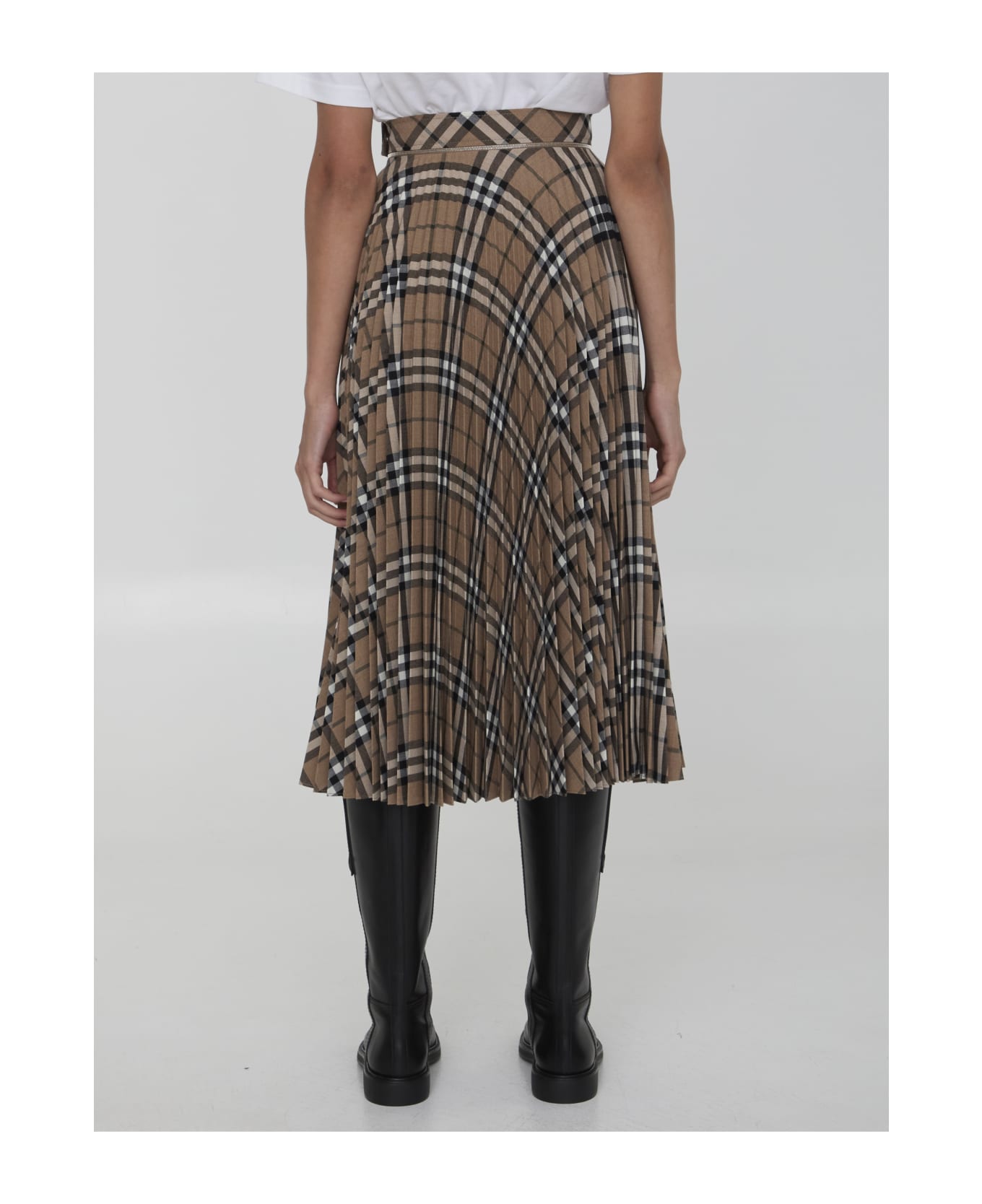 Burberry Check Pleated Skirt - Marrone