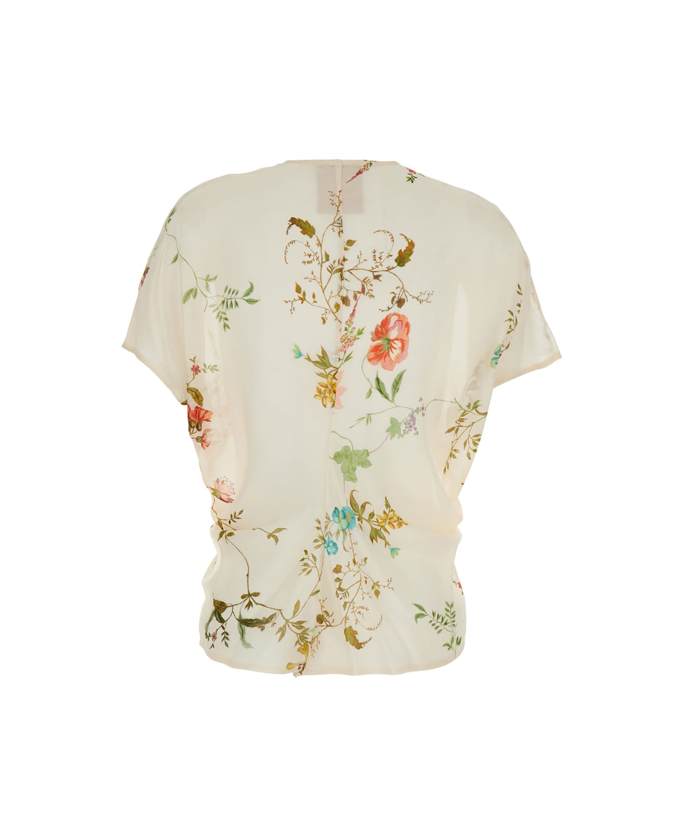 SEMICOUTURE Multicolor Top With V Neck And All-over Floral Print In Viscose Woman - Multicolor