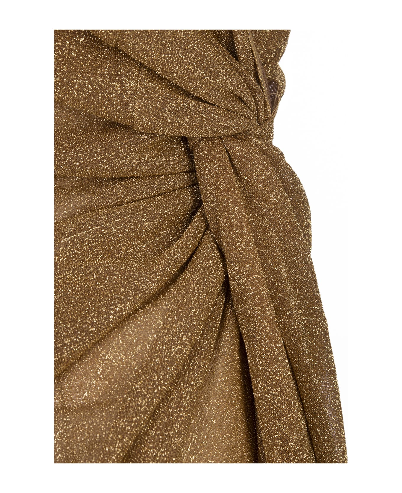 Oseree Toffee Lumiere One-shoulder Midi Dress - Brown