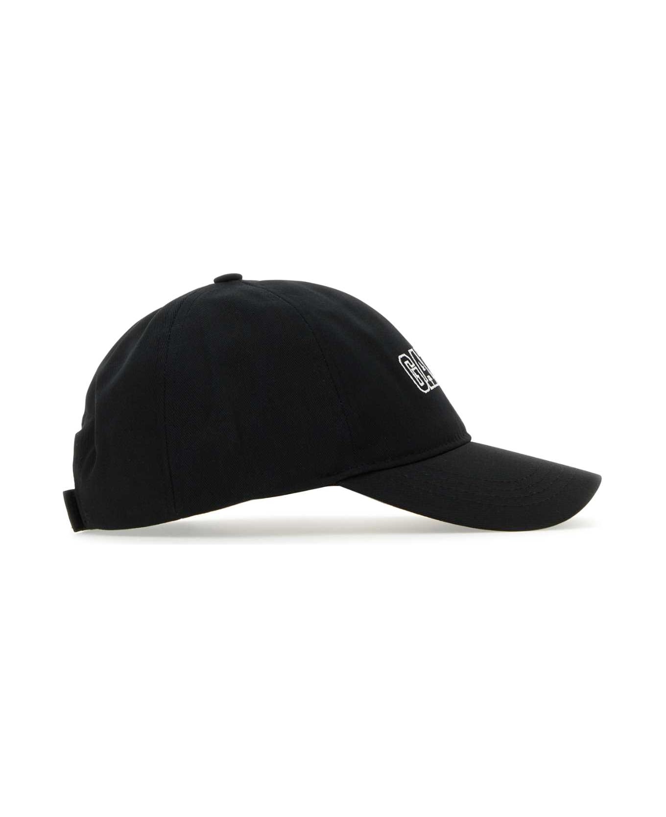 Ganni Black Cotton Baseball Cap - BLACK