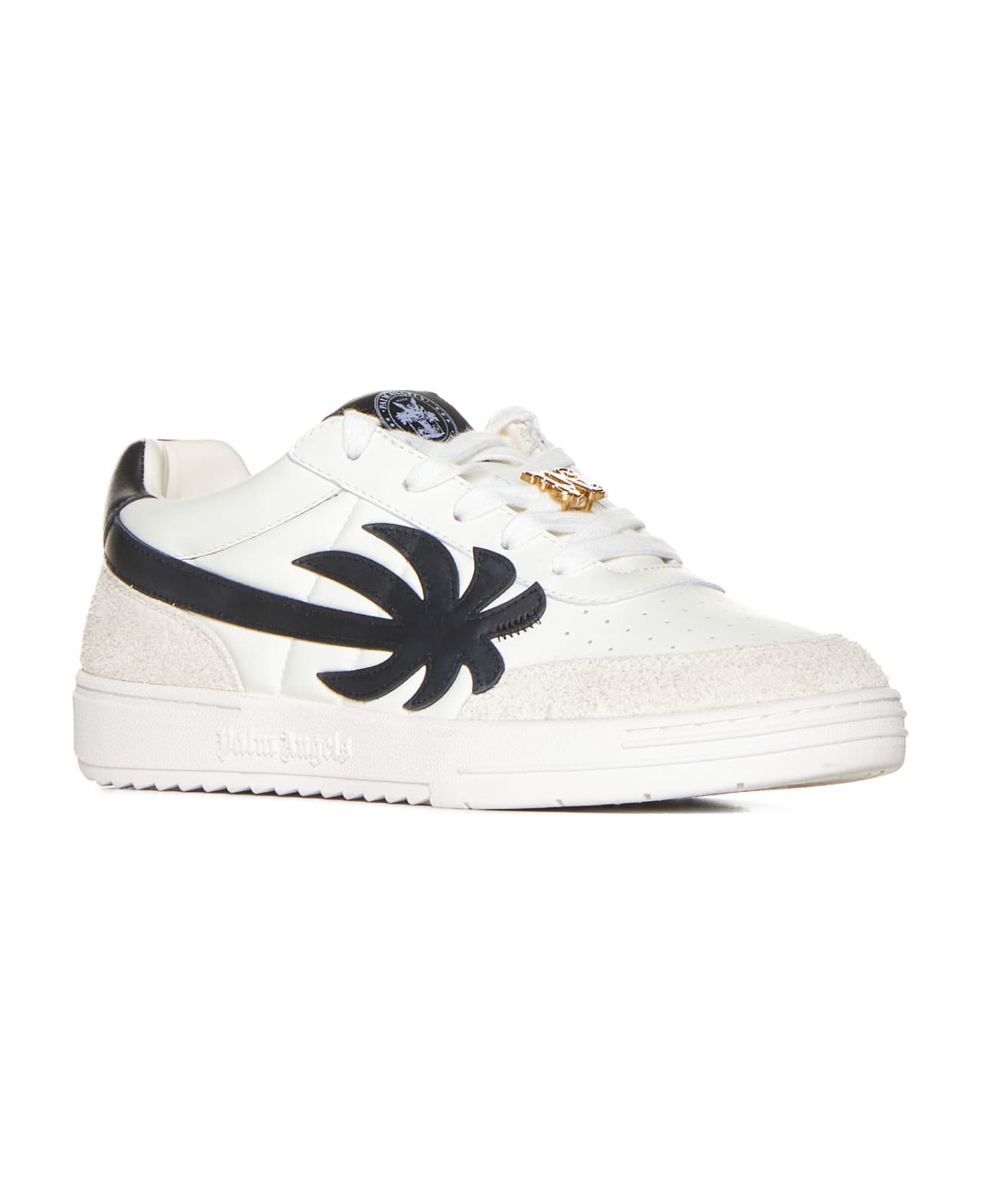 Palm Angels 'palm Beach University' White Leather Sneakers - White BLACK