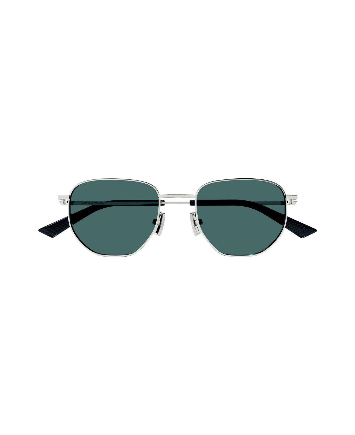 Bottega Veneta Eyewear Split Panthos Sunglasses - SILVER-SILVER-GREEN