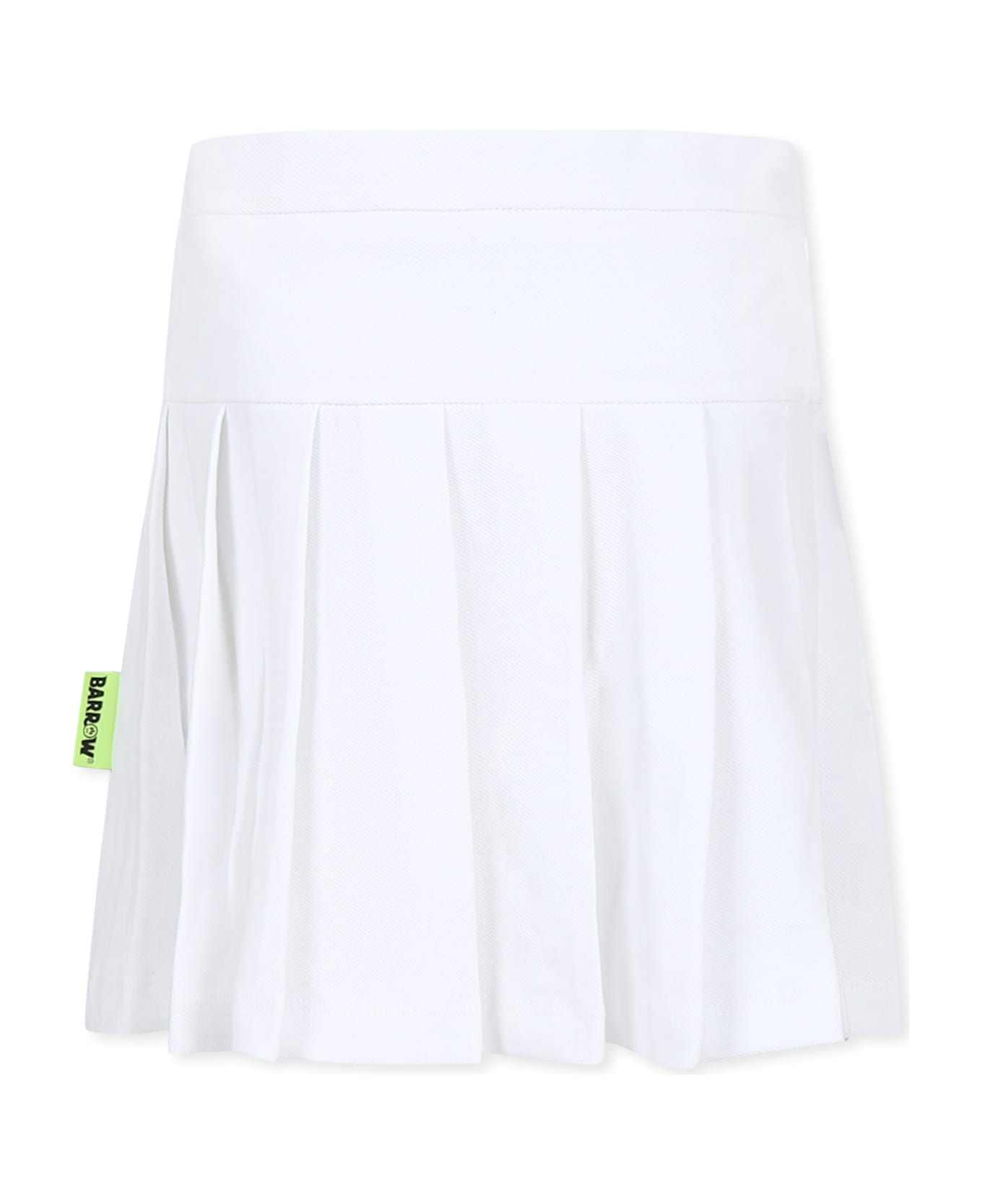 Barrow White Skirt For Girl With Logo - White