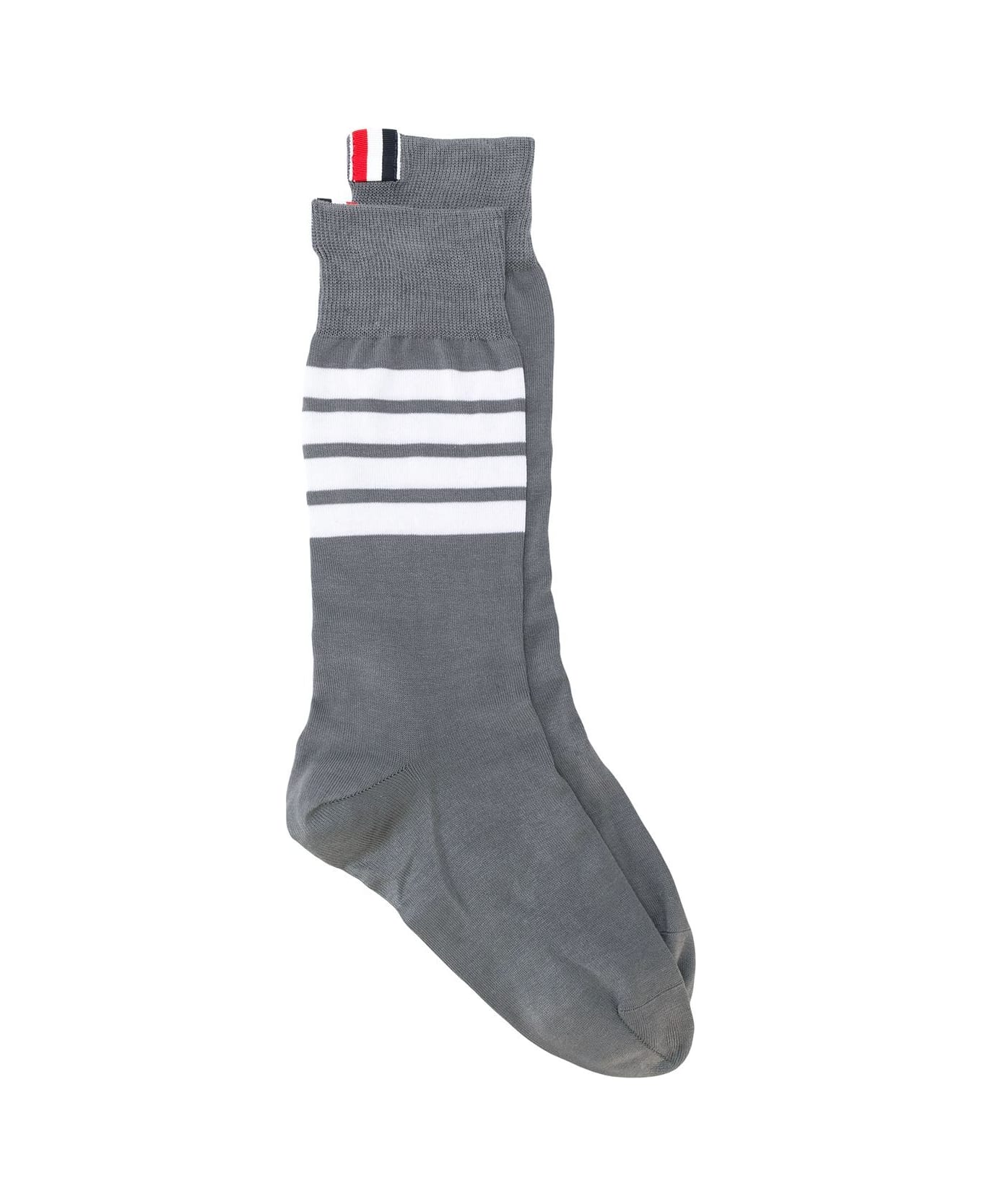 Thom Browne Mid Calf Socks With 4 Bar - Med Grey