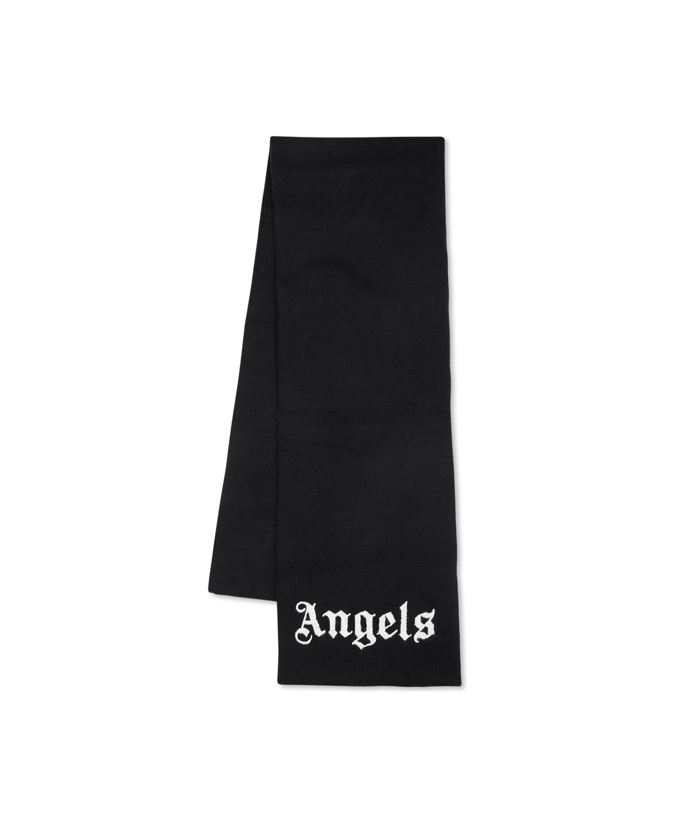Palm Angels Black Scarf For Boy With Logo - Black White