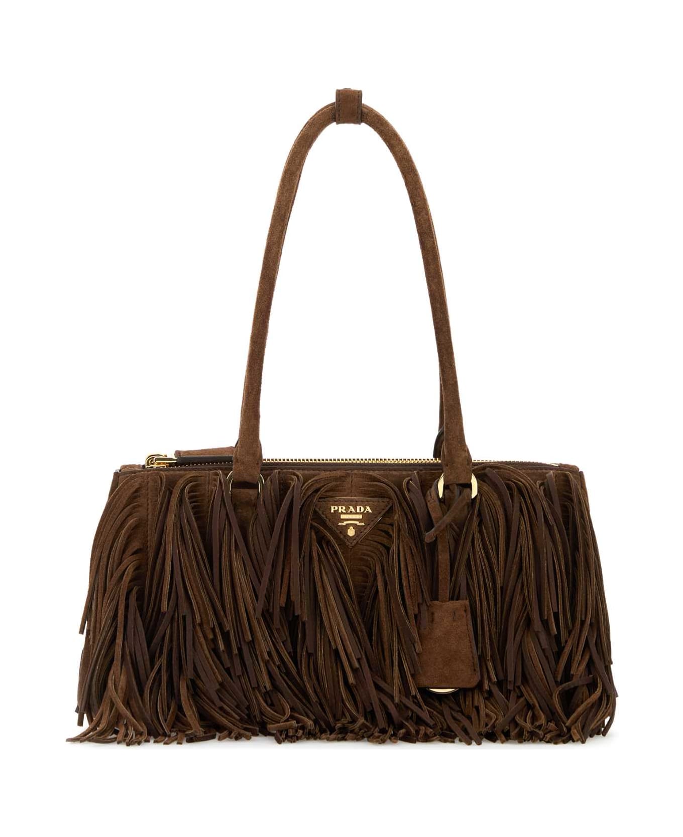 Prada Brown Suede Shoulder Bag - CACAO
