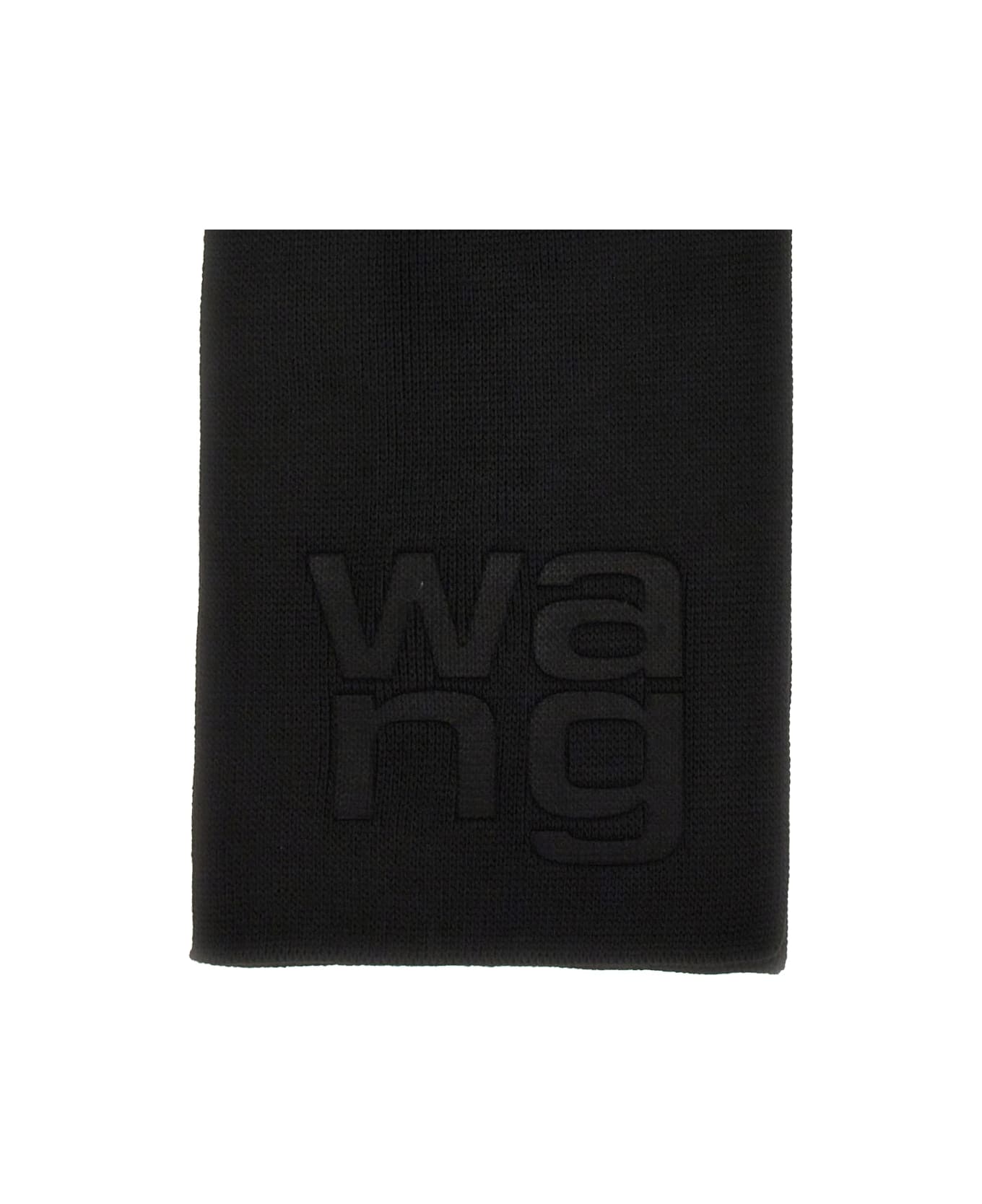 T by Alexander Wang Scarf With Logo - BLACK スカーフ＆ストール