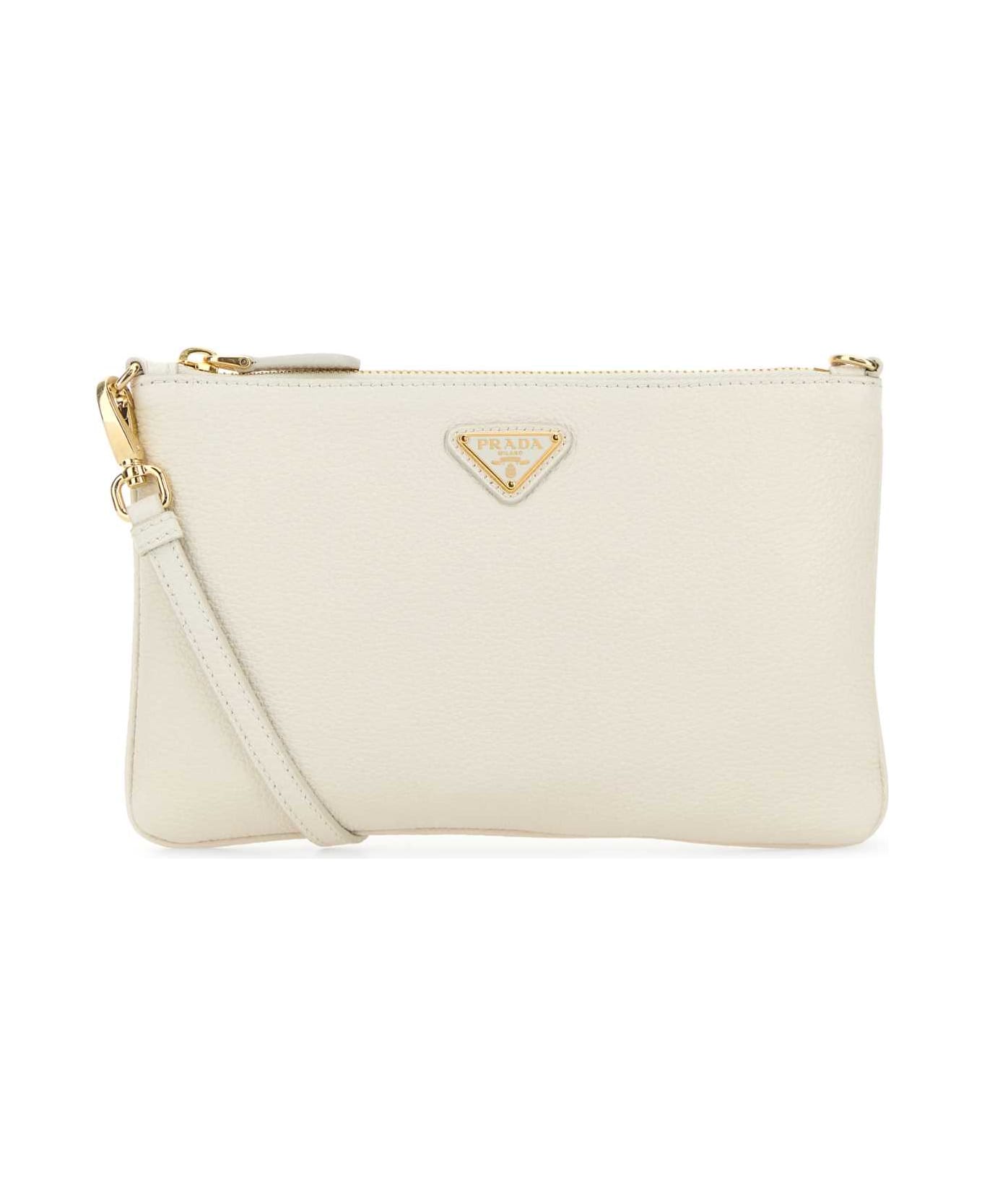 Prada White Leather Crossbody Bag - BIANCO