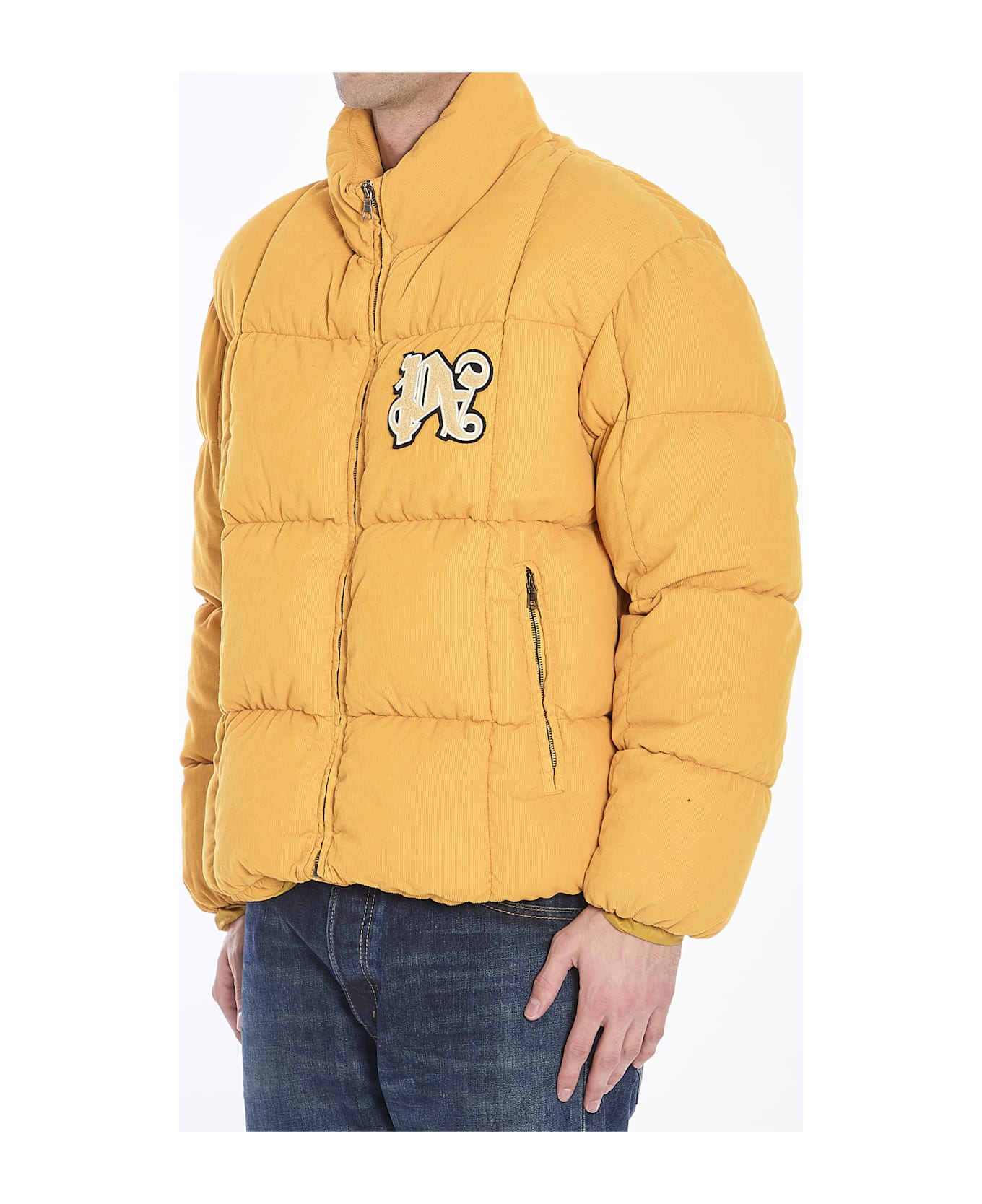 Palm Angels Monogram Corduroy Puffer Jacket - ORANGE