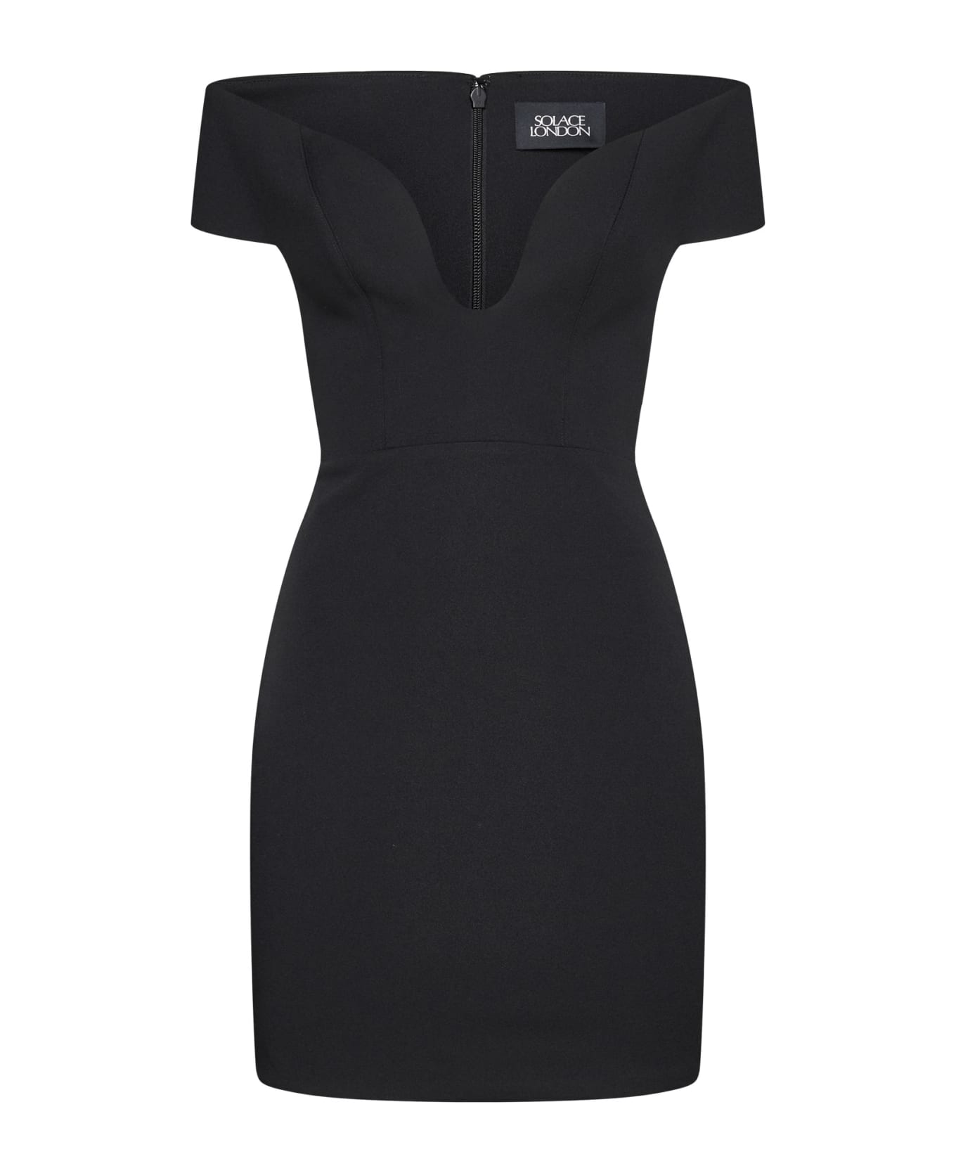 Solace London 'lola' Mini Black Dress With Plunging Sweetheart Neckline In Stretch Crepe Woman Solace London - Black