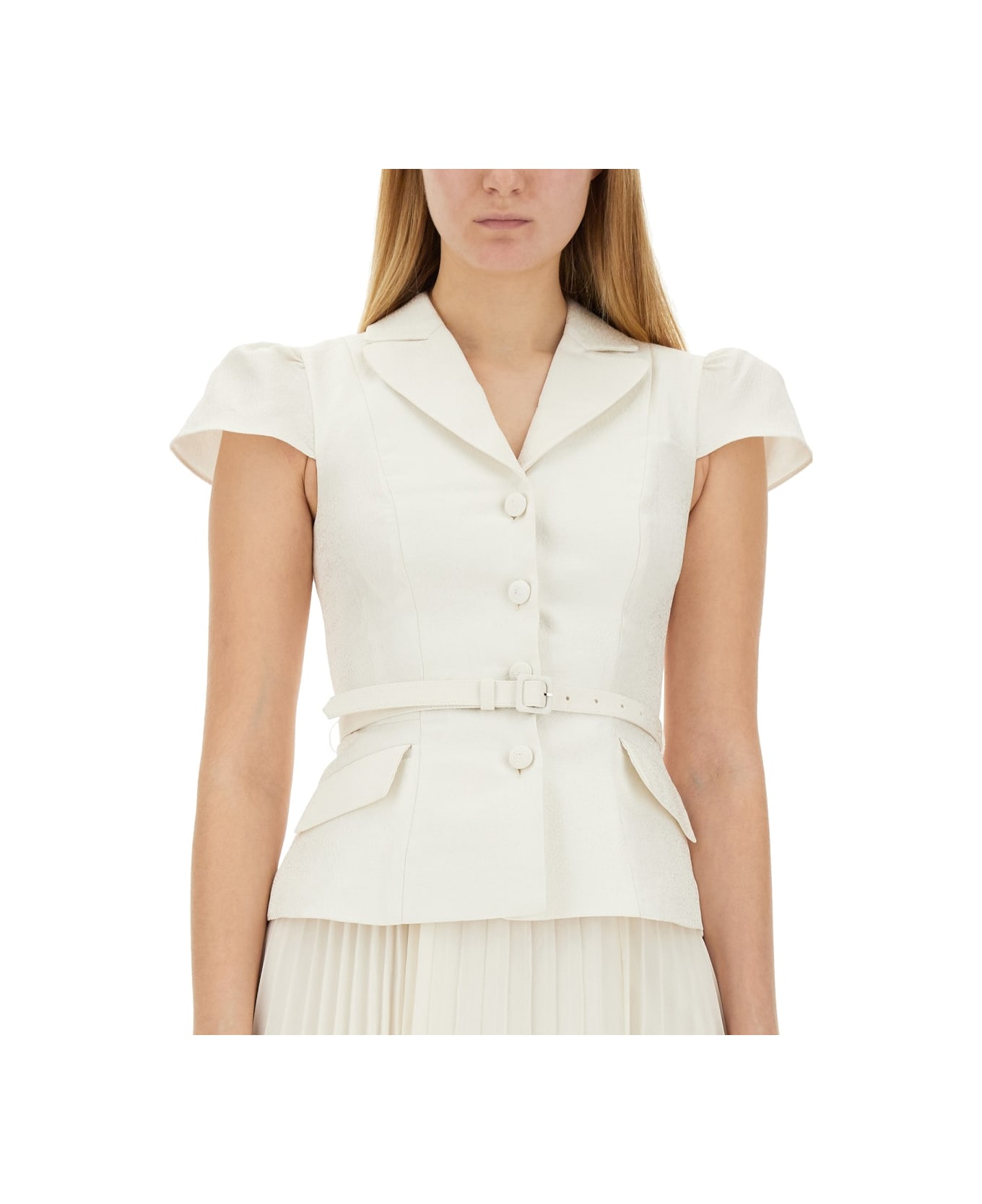 self-portrait Longuette Dress - WHITE