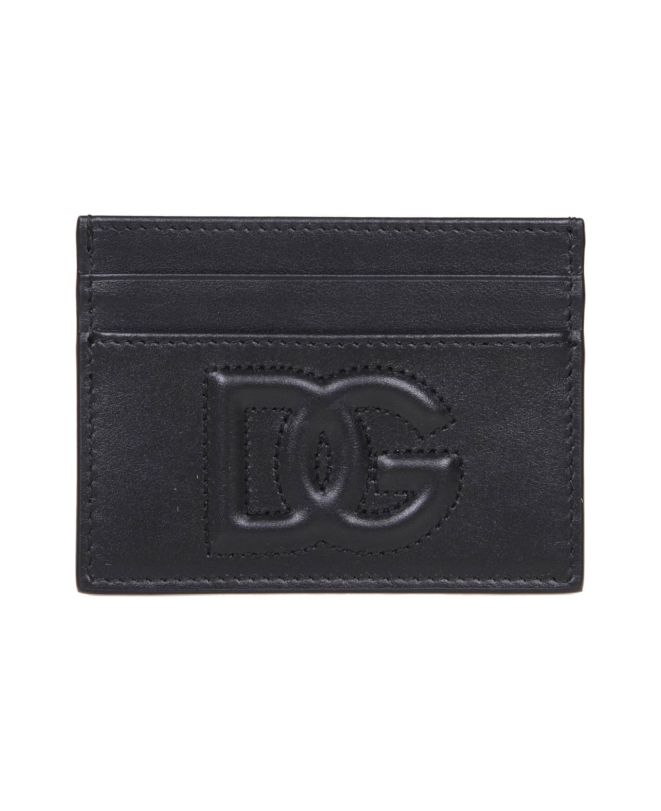 Dolce & Gabbana Leather Card Holder With Dg Logo - Black