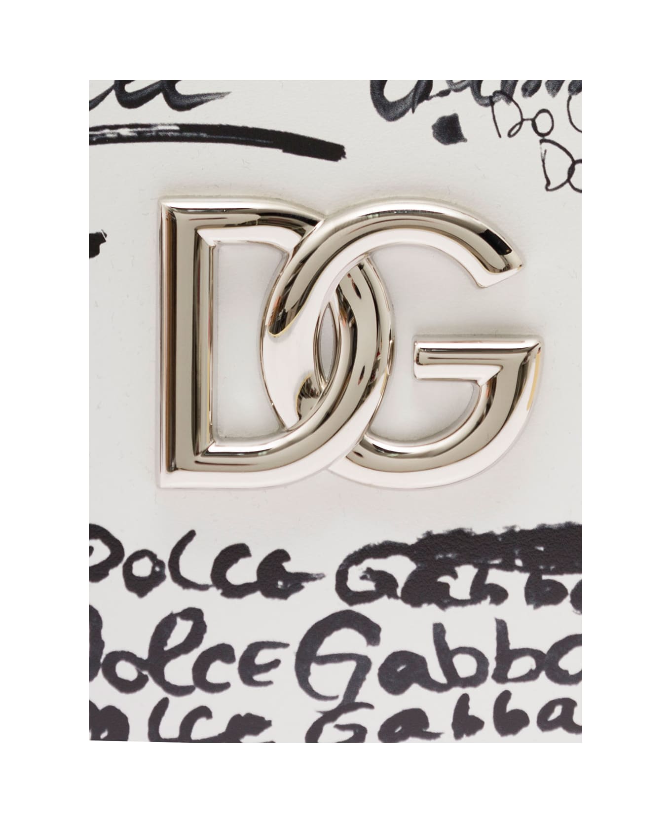 Dolce & Gabbana White 3.5 Crossbody Bag With Graffiti Logo Print In Leather Woman Dolce & Gabbana - White