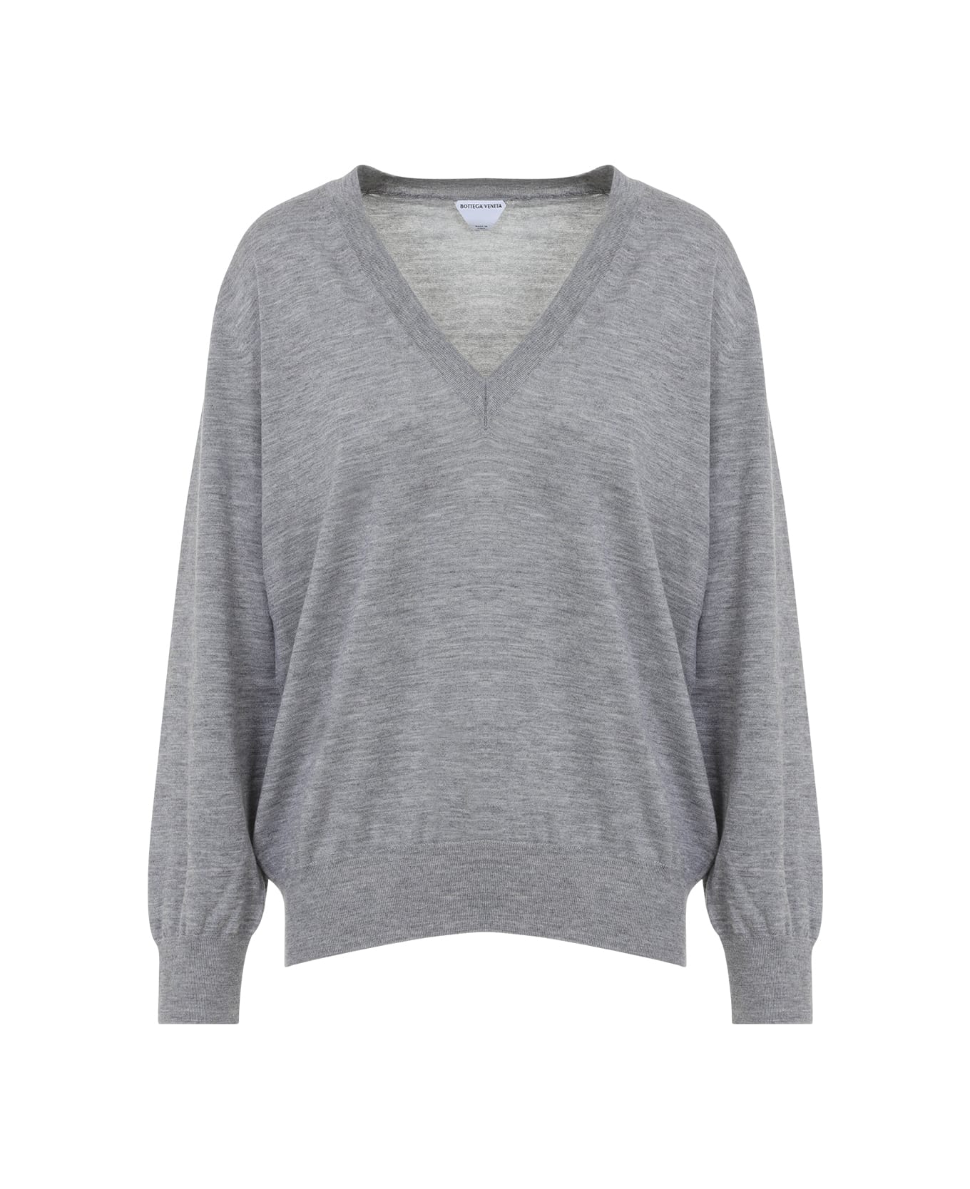 Bottega Veneta V Neck Cashmere Sweater - Grey Melange