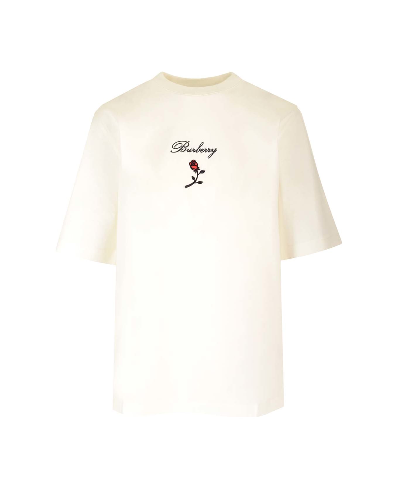 Burberry Flocked Logo T-shirt - White