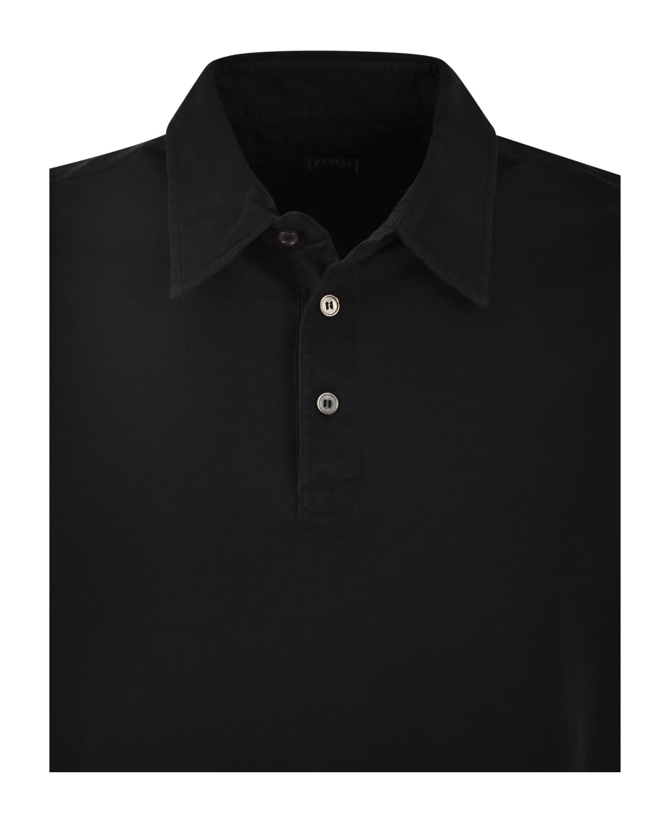 Fedeli Short-sleeved Cotton Polo Shirt - Black ポロシャツ