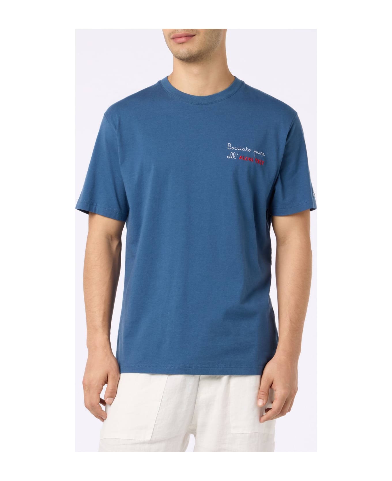 MC2 Saint Barth Man Classic Fit Cotton Jersey T-shirt Portofino With Bocciato Pure All
alcol Test Embroidery - BLUE