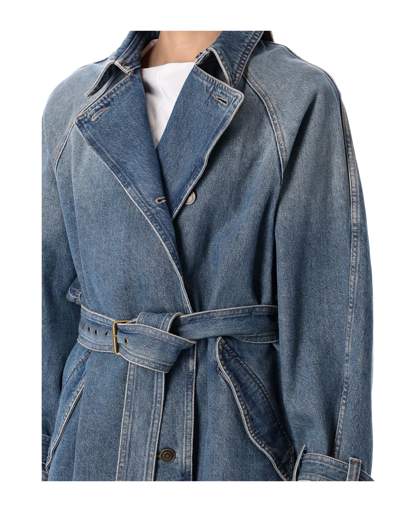 Isabel Marant Brekka Denim Trench Coat - BLUE