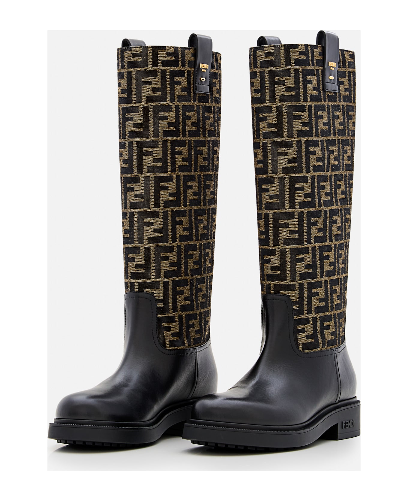 Fendi Ff Jacquard High Boots - Black