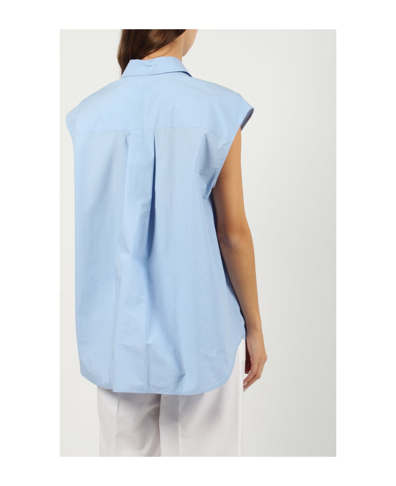Parosh Canyox Lace Embroidery Shirt - Blue