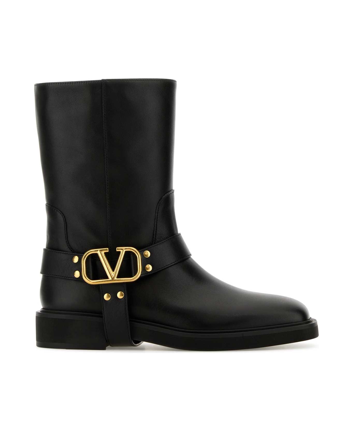 Valentino Garavani Black Leather Boots - Black