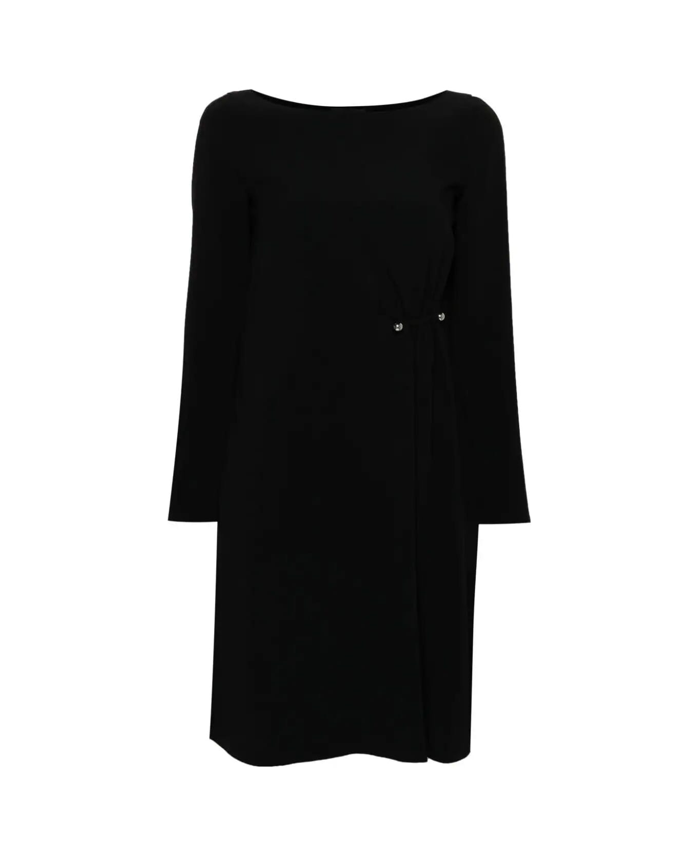 Emporio Armani Long Sleeves Dress With Piercing - Black ワンピース＆ドレス
