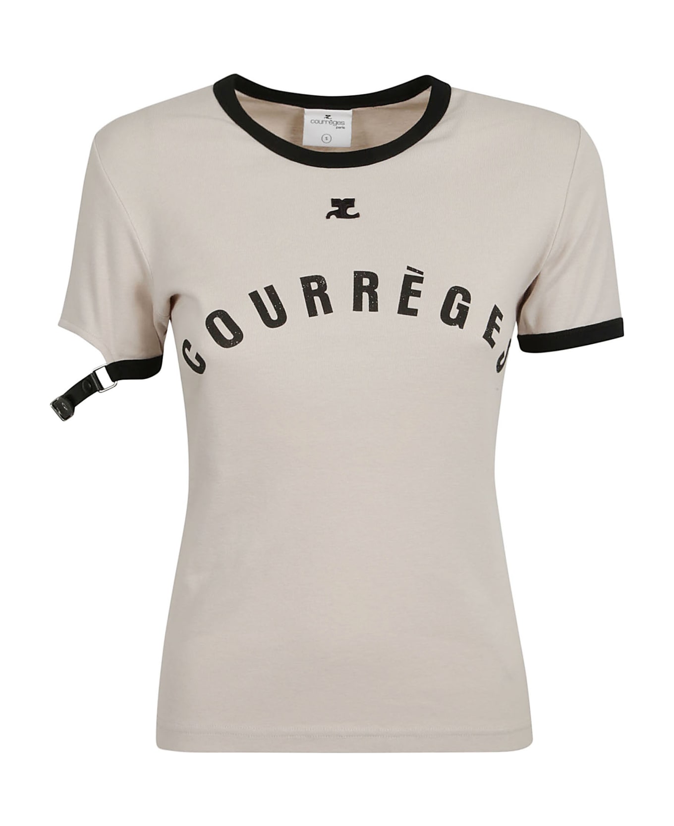 Courrèges Buckle Contrast Printed T-shirt - Lime Stone Tシャツ