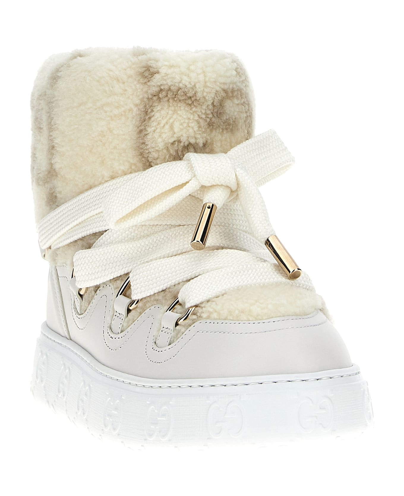 Gucci 'gg' Teddy Ankle Boots - White