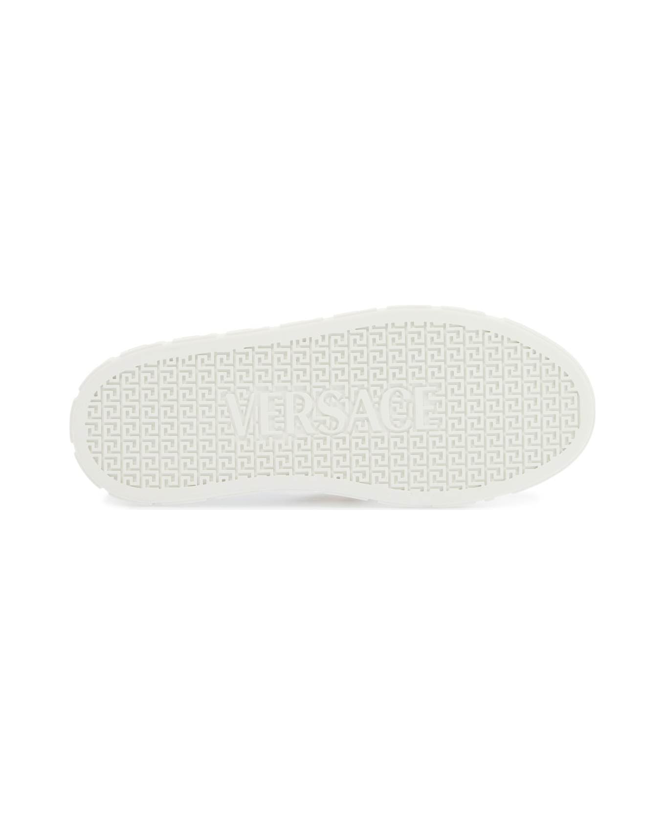 Versace 'studded Greek Sneakers - WHITE+BLACK-VERSACE GOLD (White)