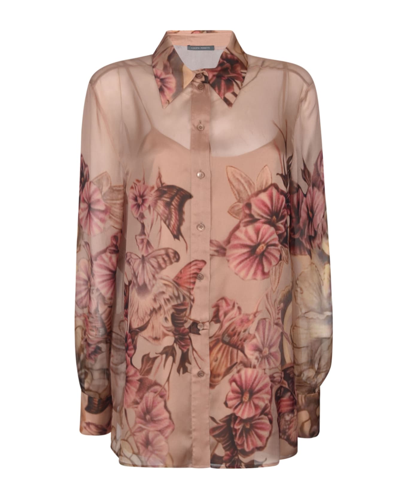 Alberta Ferretti Floral Print Shirt - Pink/Brown