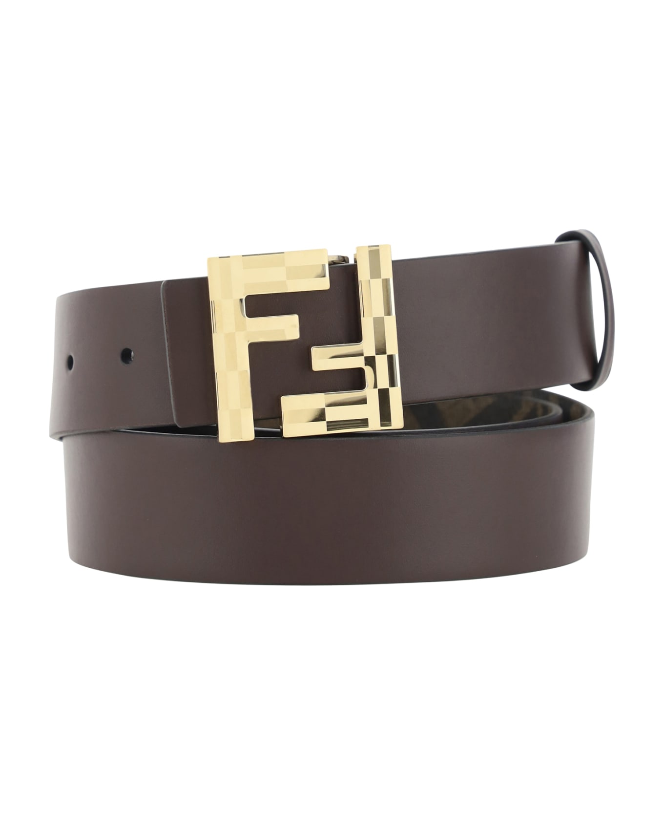 Fendi 'squared Ff' Reversible Belt - Ebano+tbmr+oro