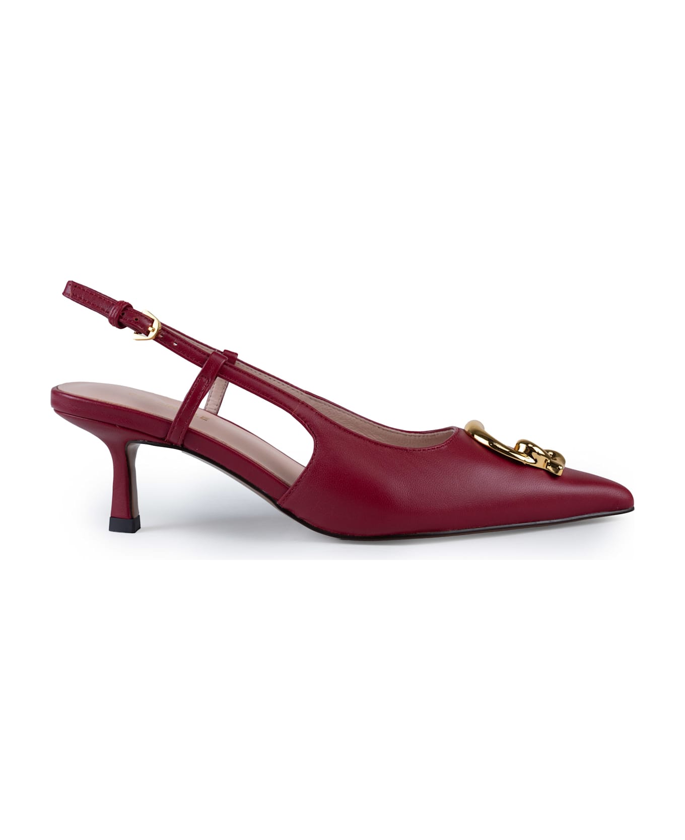Coccinelle C-me Smooth Slingback Shoes In Leather - Sangria
