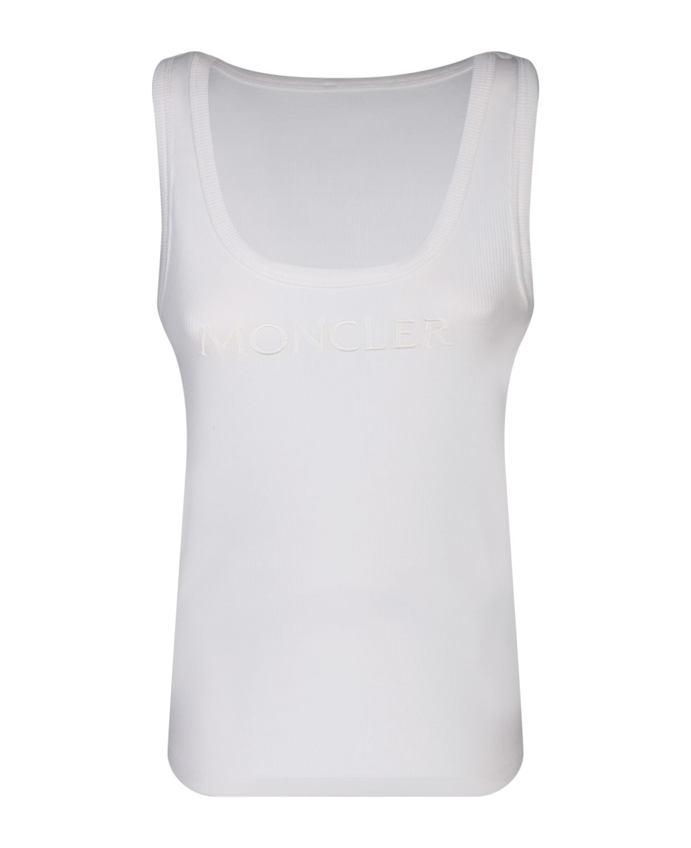Moncler Ribbed Tank Top With Embroidered Logo - 034 タンクトップ