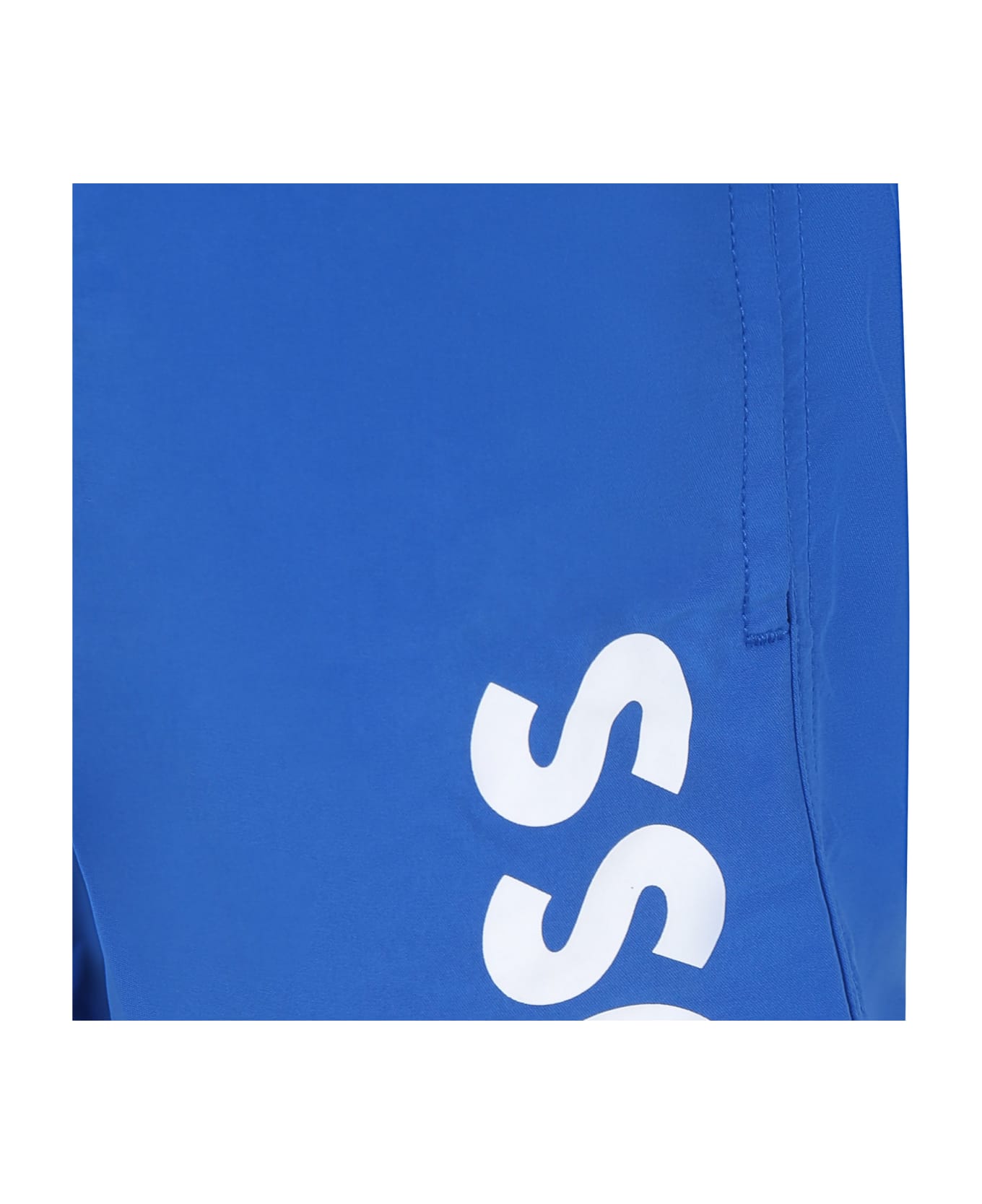 Hugo Boss Blue Swim Shorts For Boy With Logo - Blue 水着