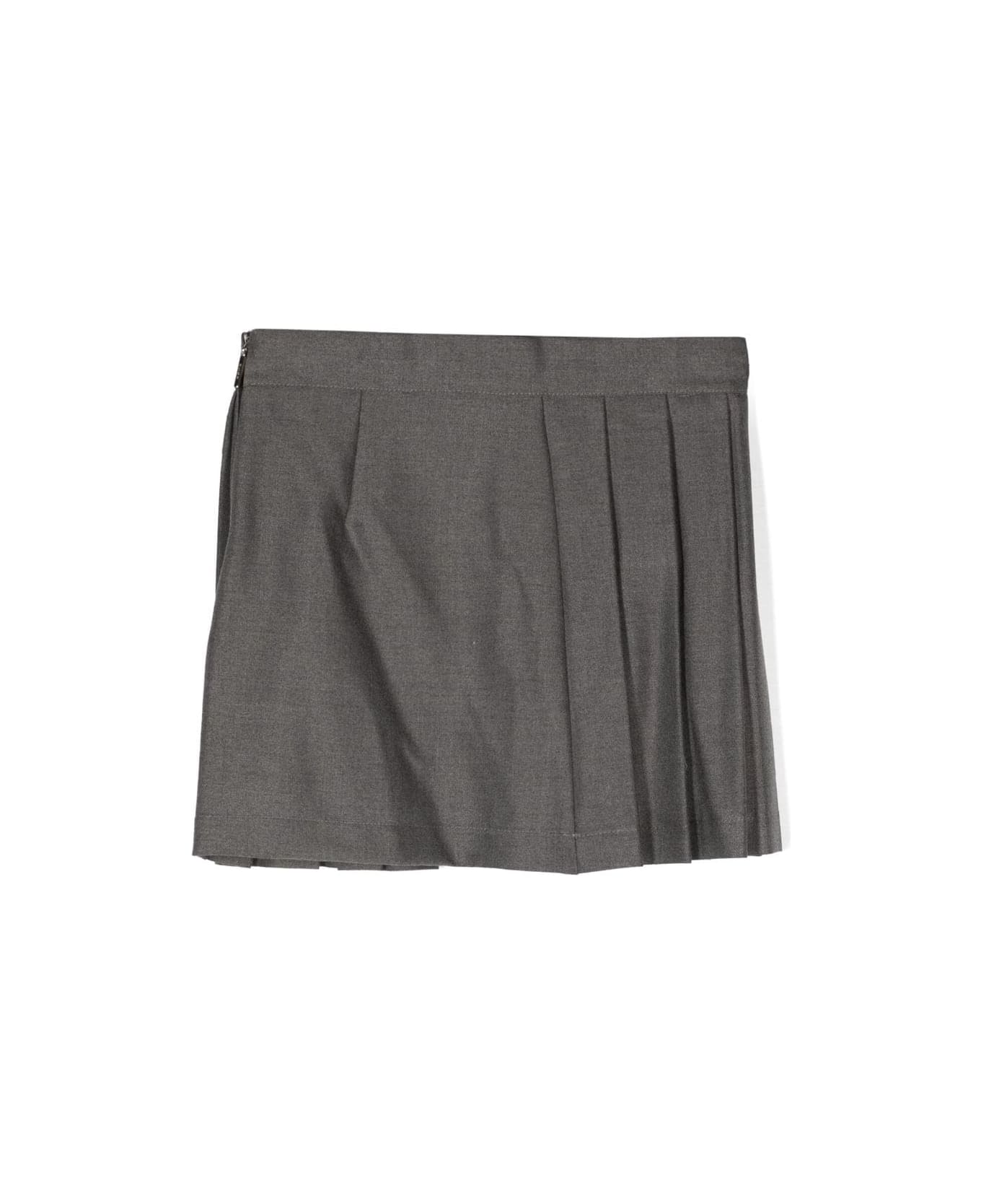 MSGM Grey Pleated Mini Skirt With Logo - Grigio