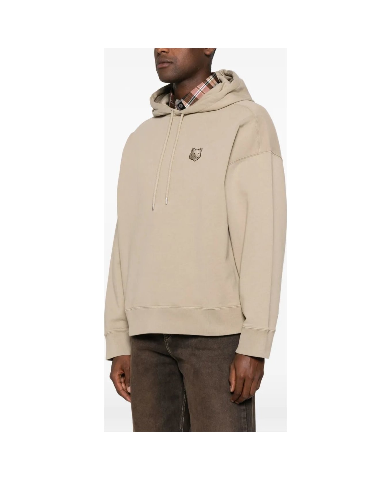 Maison Kitsuné Fox Head Oversize Hoodie - Concrete Beige