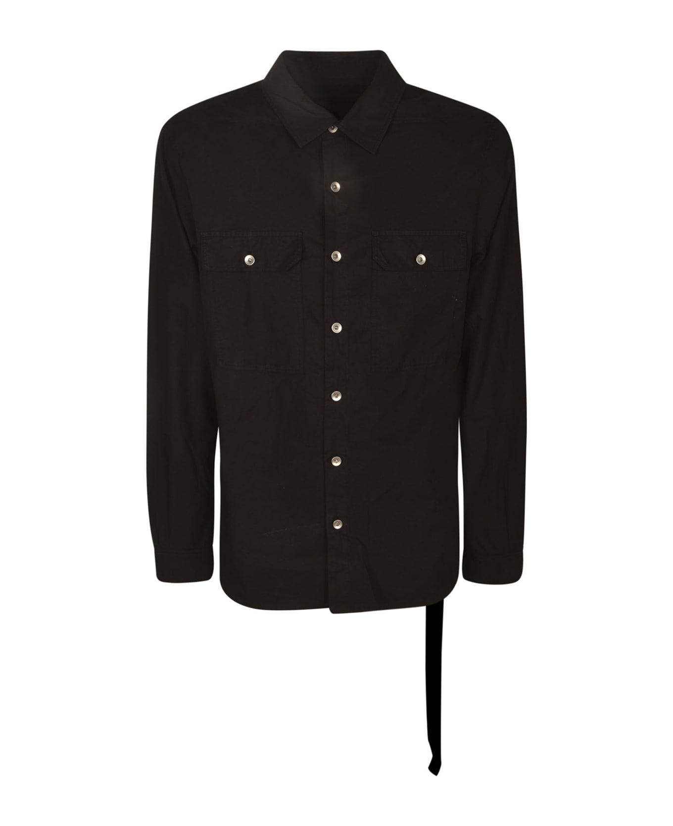 Rick Owens Patched Pocket Formal Plain Shirt - Black