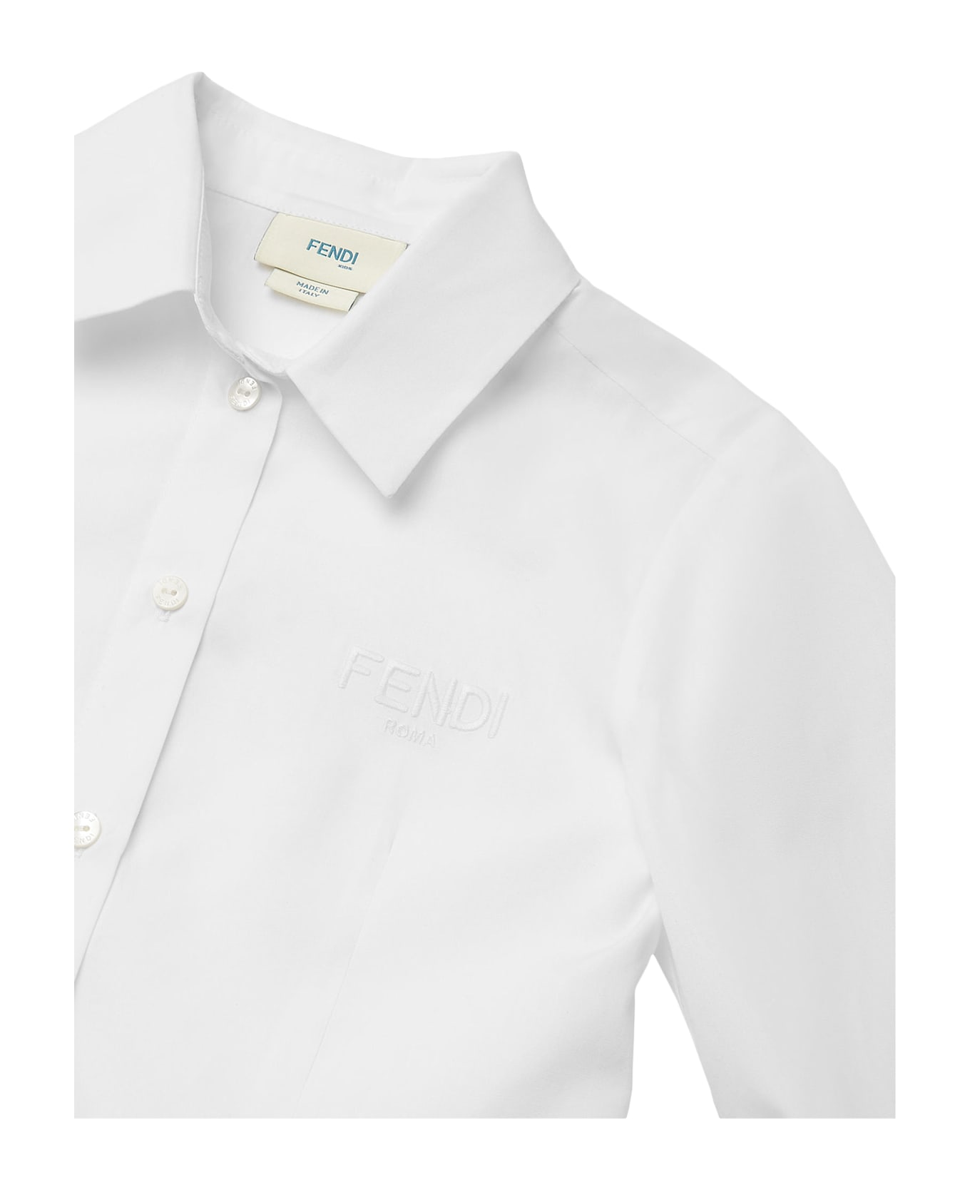 Fendi Chalk Cotton Poplin Shirt With Logo - White