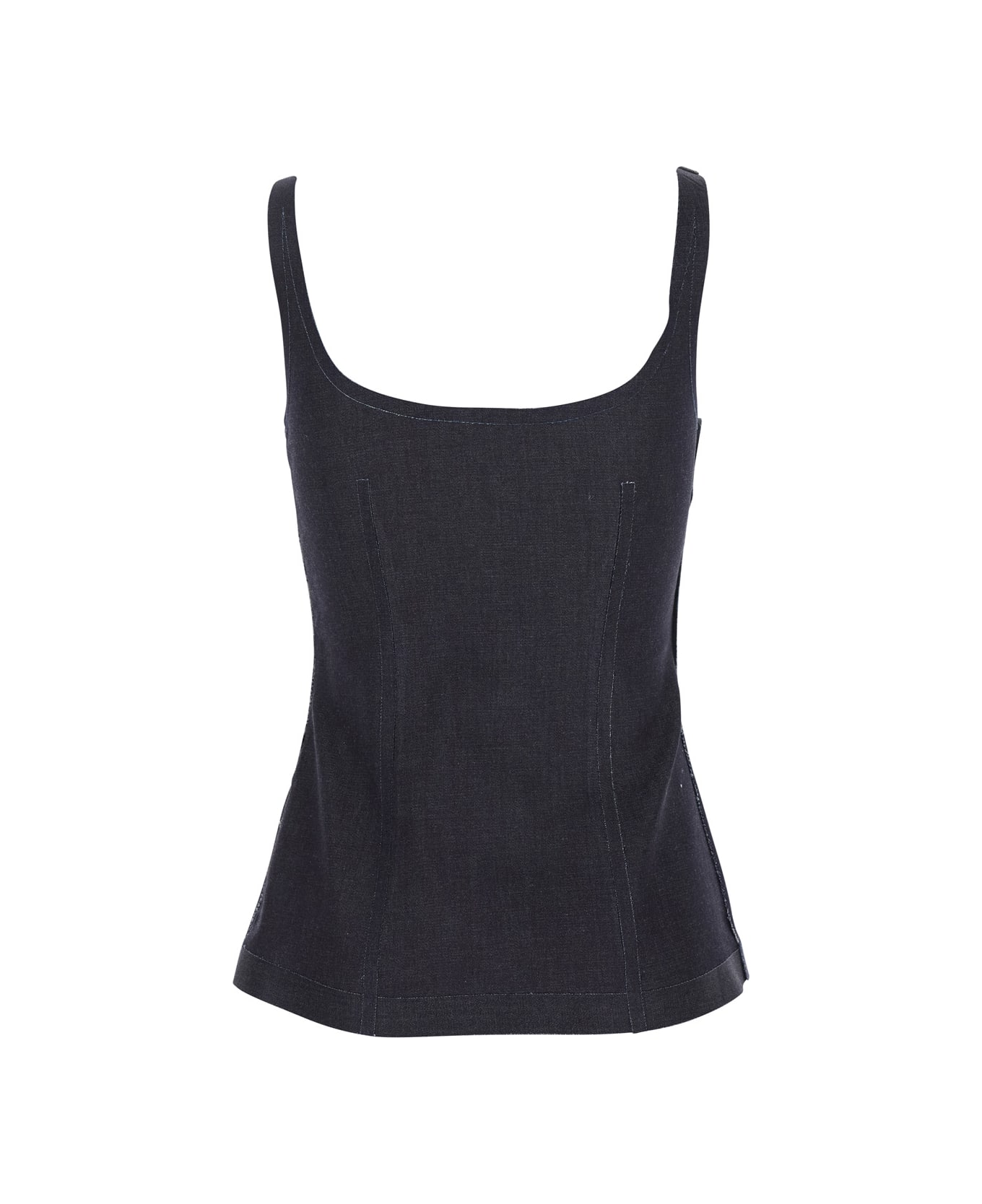 Marni Black Sleeveless Top With Square Neck And Spaghetti Straps In Denim Woman - Black